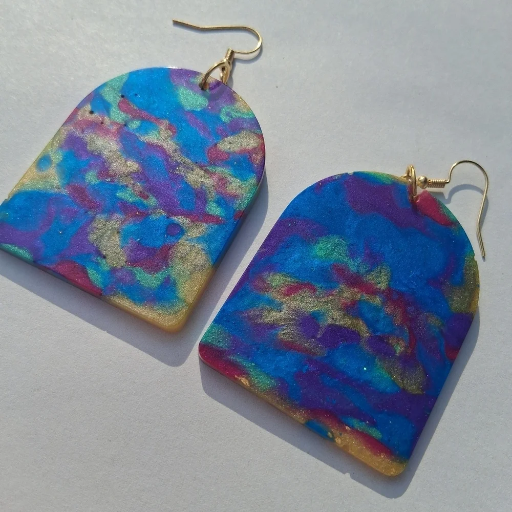 Hand Crafted Blue and Purple Earrings